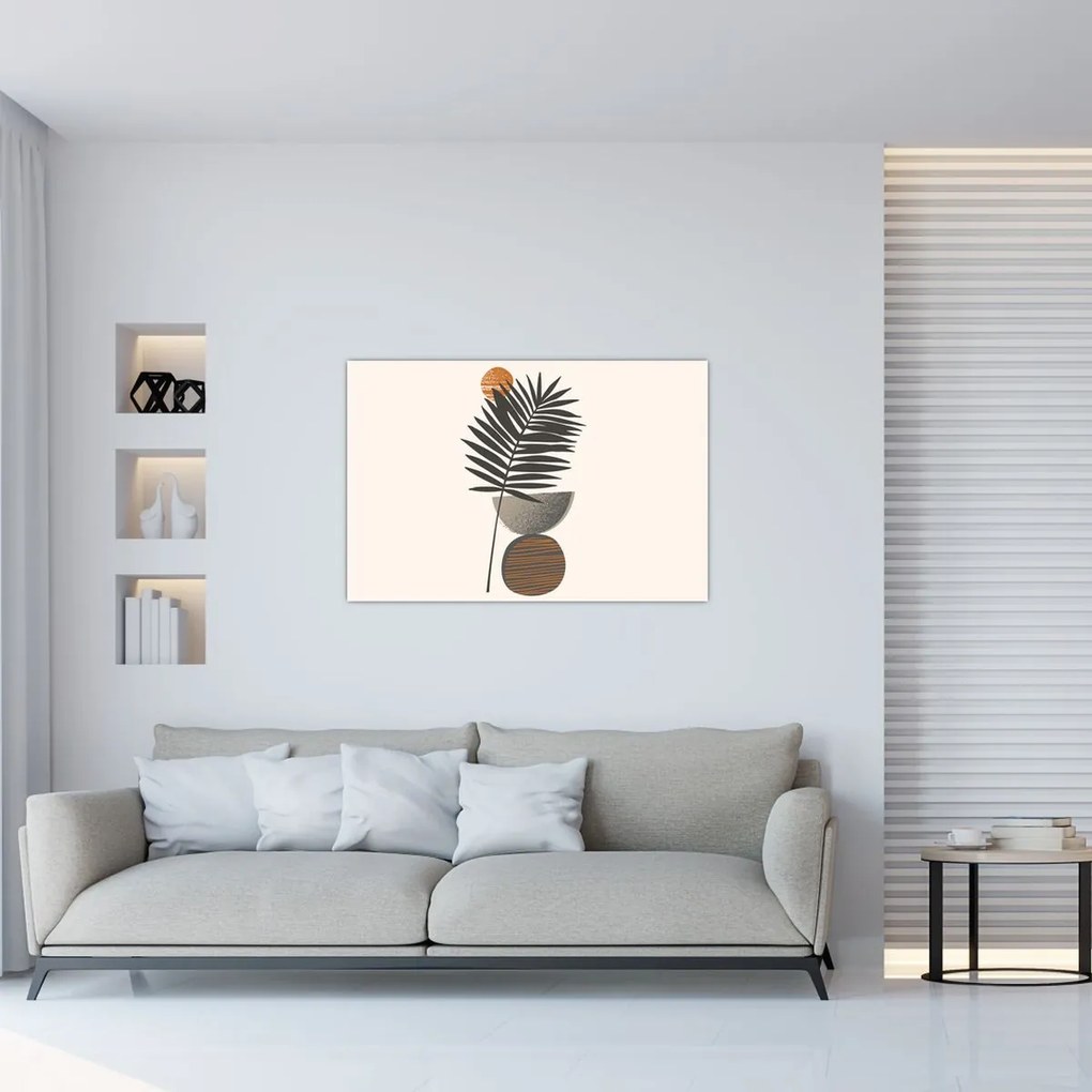 Obraz - Abstrakcia s palmovým listom (90x60 cm)