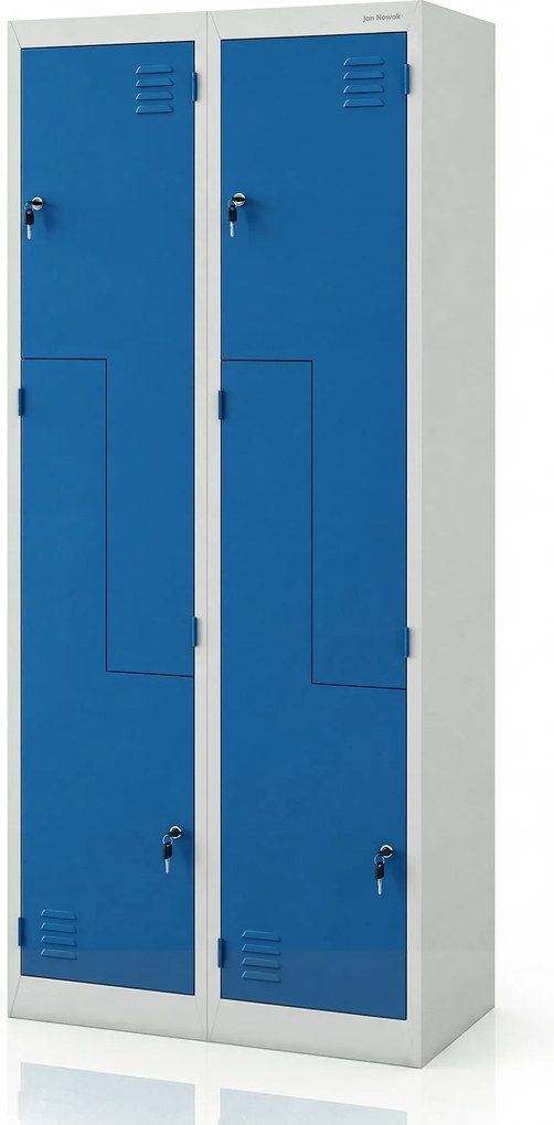 Šatňová skriňa typu L sivo-modrá, 800x1850x450 mm: JULIA