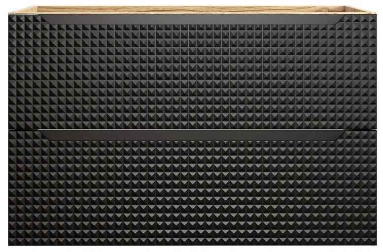 Závesná skrinka Luxor Čierna so zápustným umývadlom 90 cm čierna/dub olejovaný