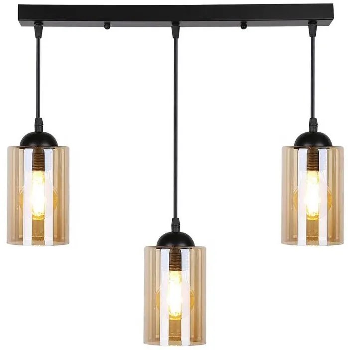 Candellux Čierno-hnedý závesný luster Bistro pre žiarovku 3x E27 33-00545
