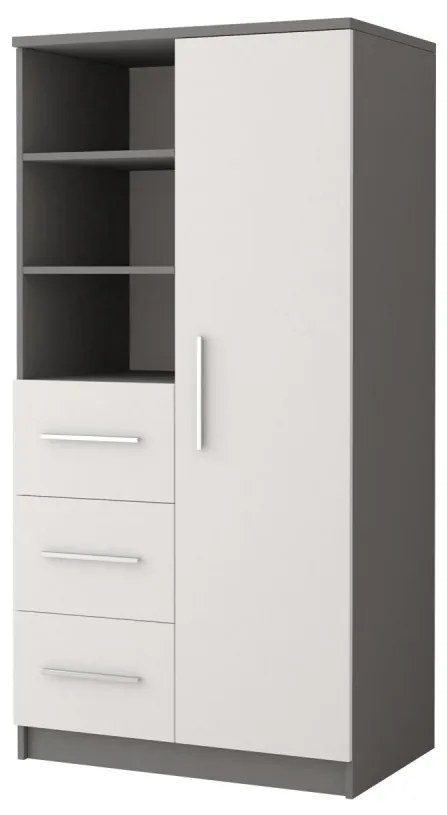 Šatníková skriňa Oleg II (biela + sivá). Akcia -20%. Vlastná spoľahlivá doprava až k Vám domov. 1071593