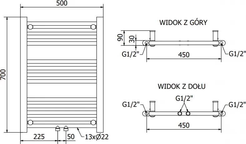 Mexen Mars, elektrické vykurovacie teleso 700 x 500 mm, 300 W, čierna, W110-0700-500-2300-70