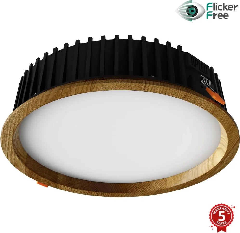APLED - LED Podhľadové RONDO WOODLINE LED/18W/230V 3000K pr. 26 cm dub masív