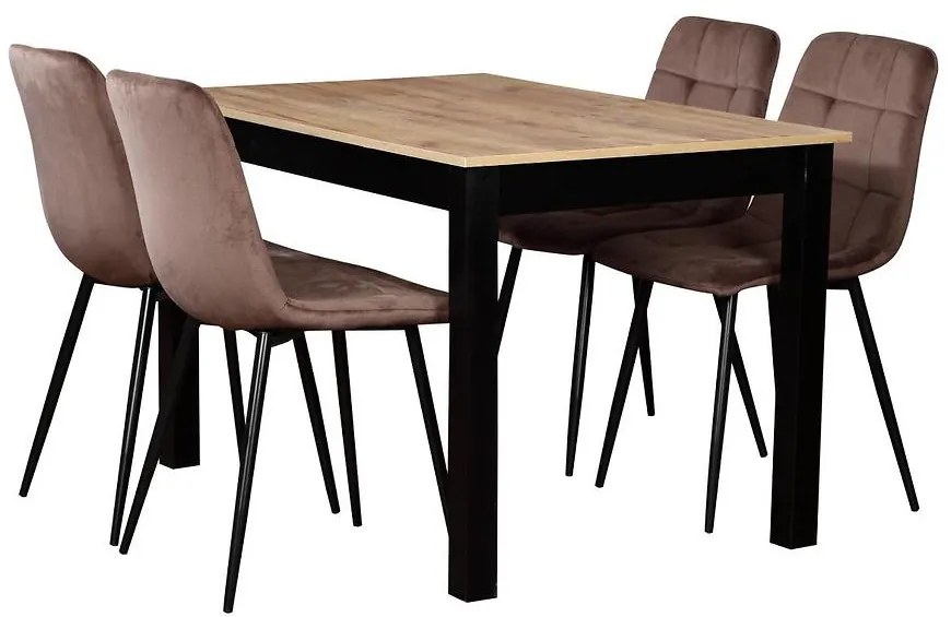 Jedálenská zostava  Aro 1+4 St54+W168 Wotan/čierna