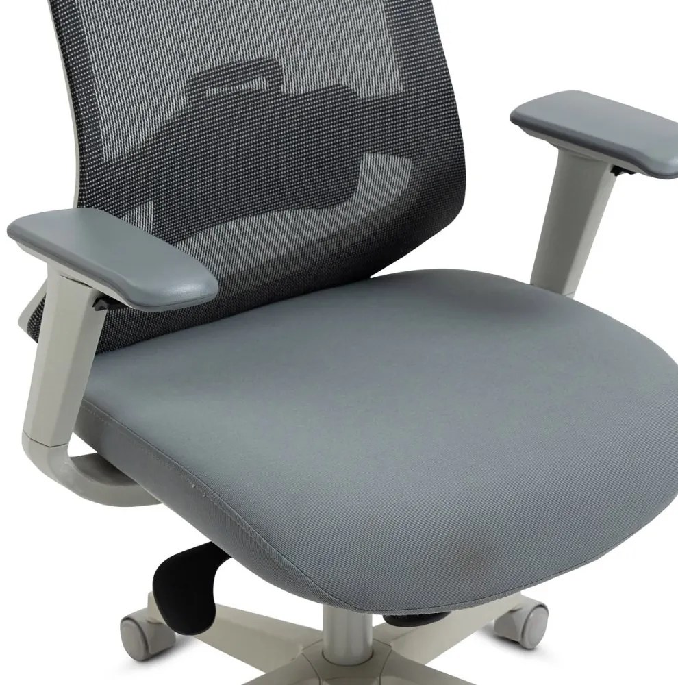 Kancelárska ergonomická stolička BULMA — sieť/látka, sivá