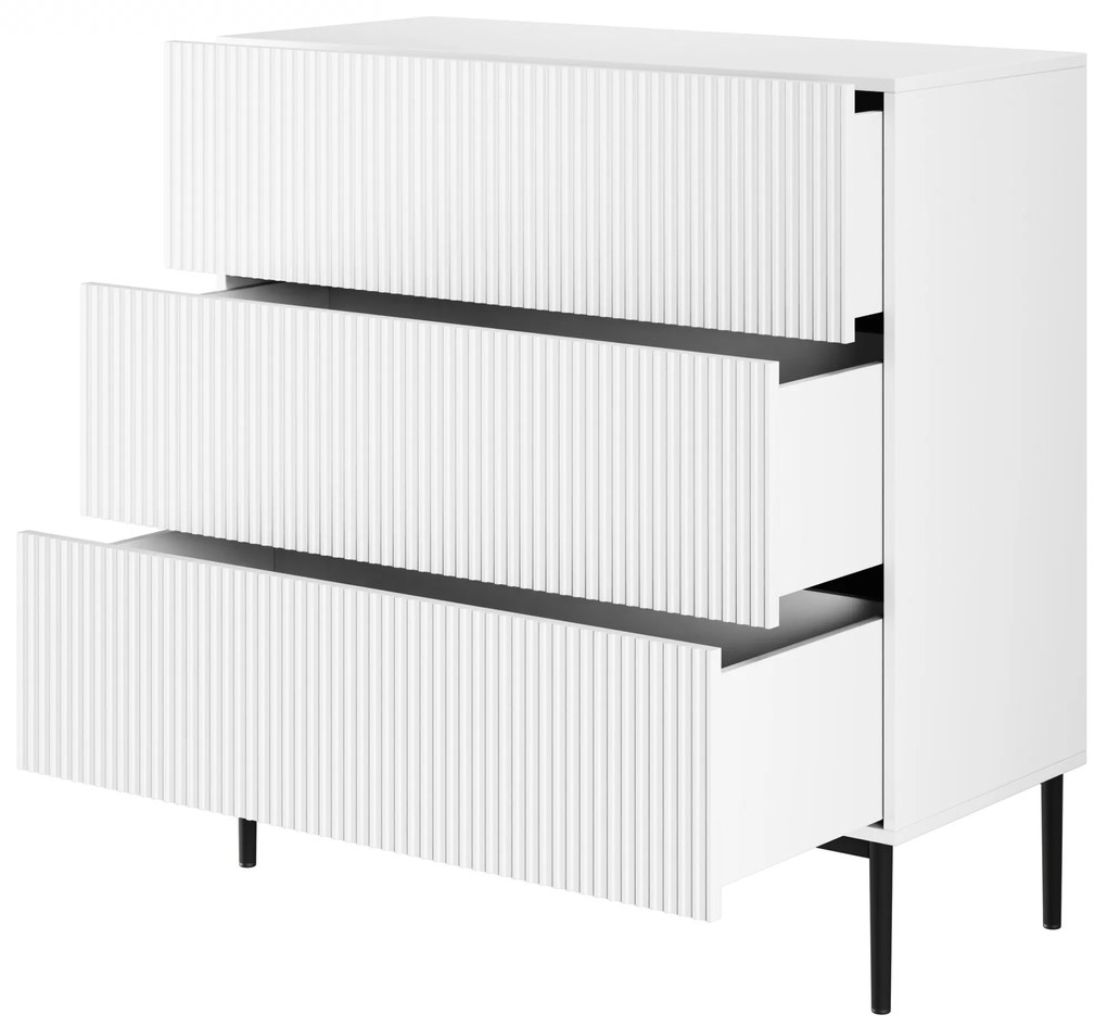 Komoda Nicole 100 cm - biely mat / čierna