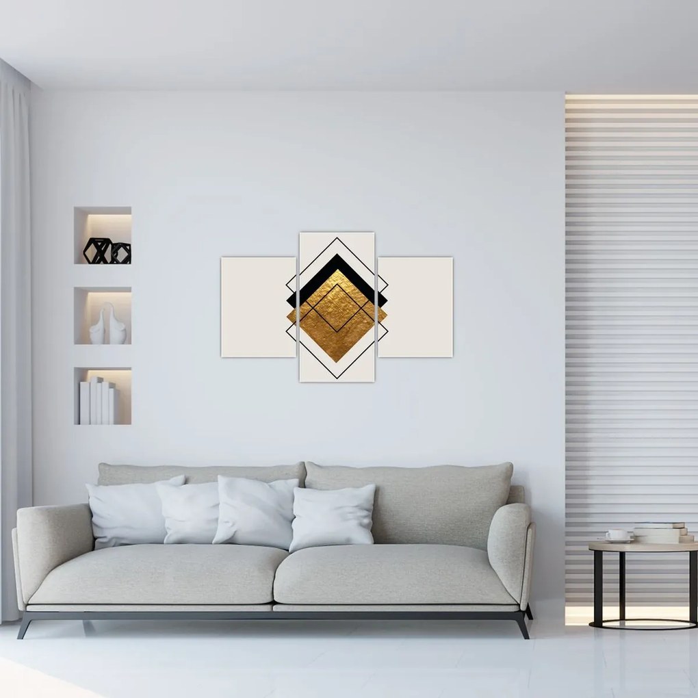 Obraz - Abstrakcia zlatá a biela N⁰1 (90x60 cm)
