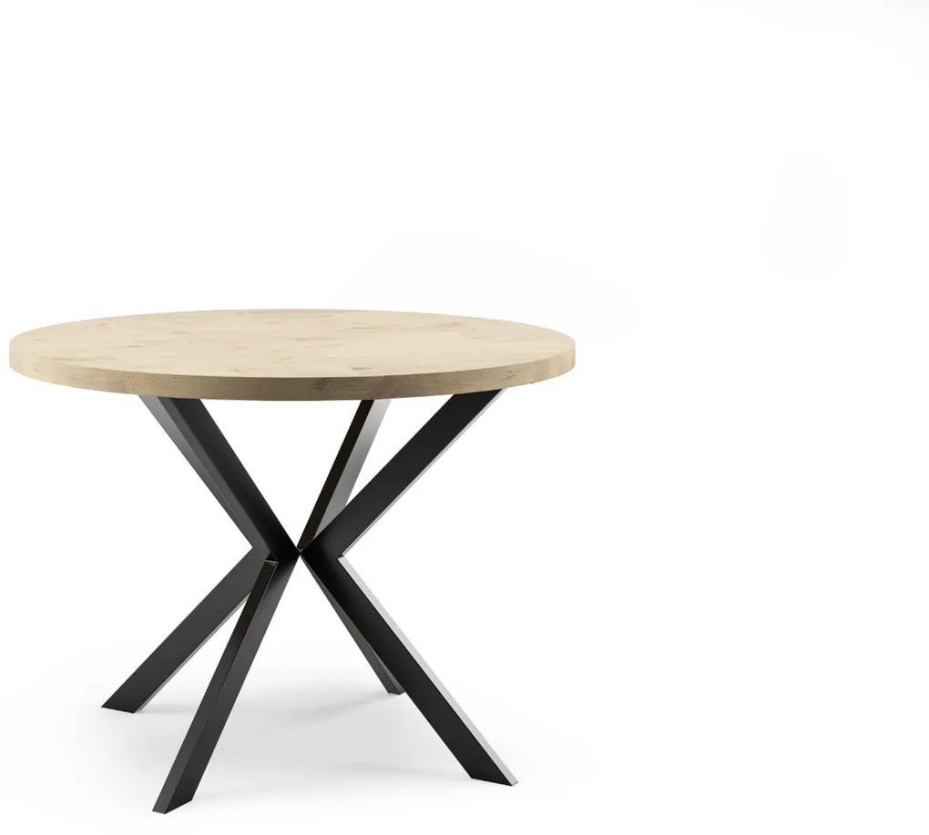 Okrúhly rozkladací jedálensky stôl MARION 100 - 176 cm dub lefkas Farba nôh: Čierna