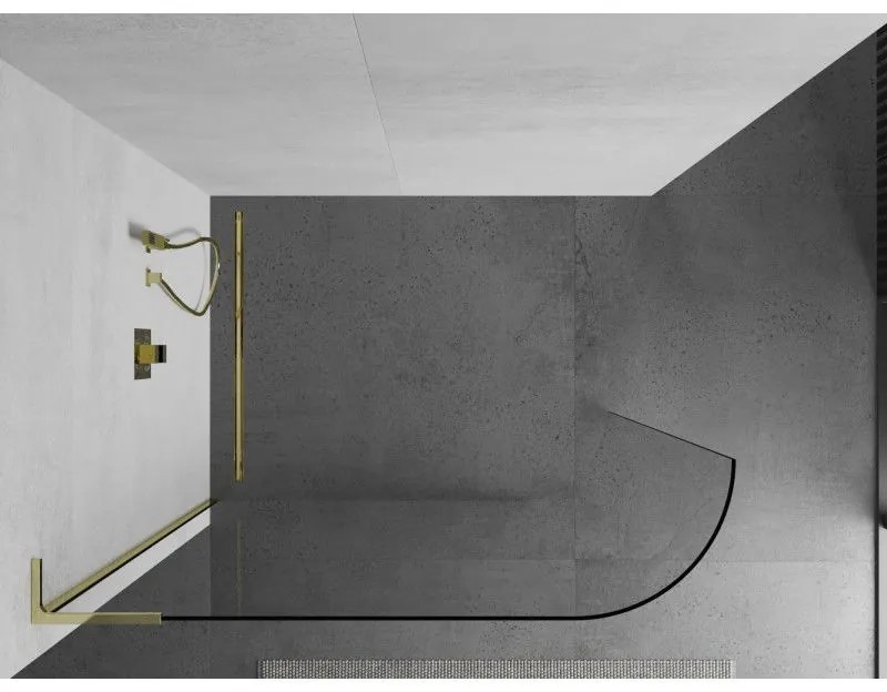 Mexen Kioto L, sprchová zástena Walk-In 120 x 200 cm, 8mm číre sklo, zlatý lesklý profil,800-120-103-50-06