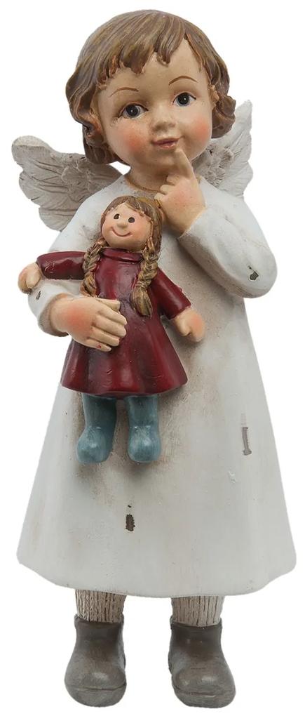 Biely anjelik s bábikou - 6 * 5 * 14 cm