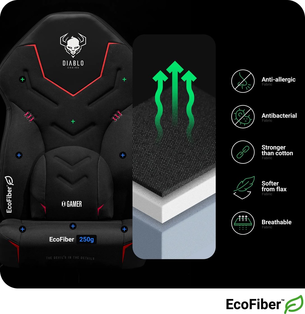 Herné kreslo z eko-kože Normal Size, čierny-sivý: Diablo X-Gamer 2.0 Dark Obsidian