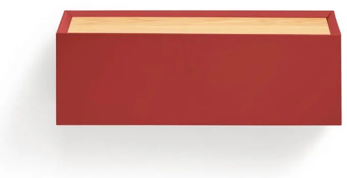 Červený závesný nočný stolík s doskou v dubovom dekore Arista – Teulat