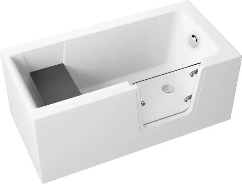 Vaňa s dvierkami Polimat AVO 140x70 s bielym čelným krycím panelom + vaňový sifón automat s prepadom VABPS-ZU 70