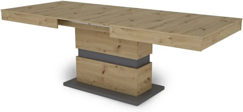 Jedálenský stôl Nestor 160x90 cm, dub artisan/grafit, rozkladací