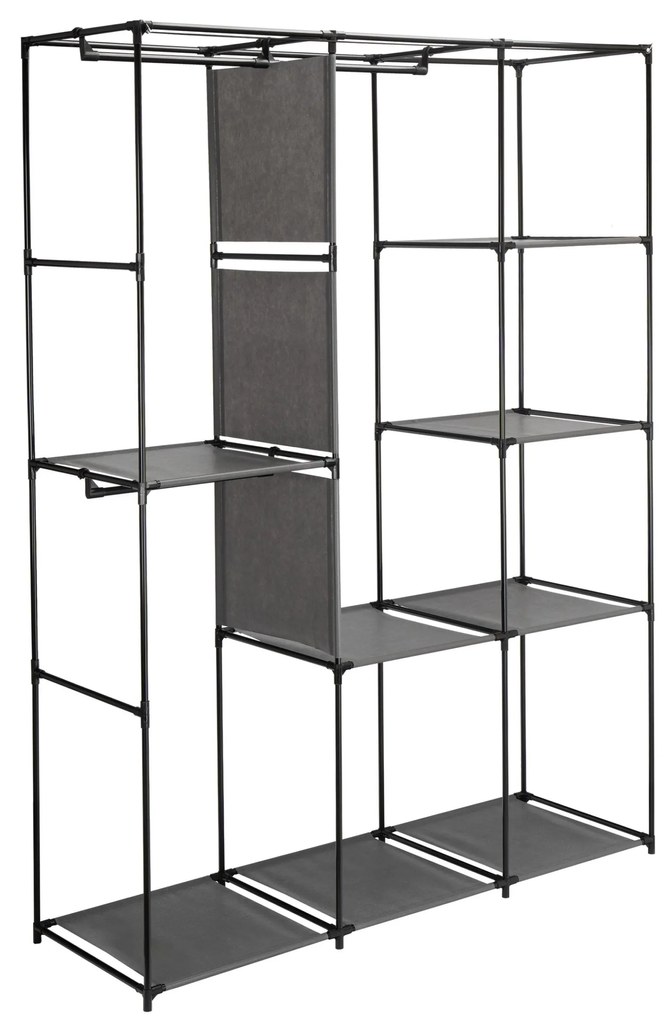 Látková šatníková skriňa s 8 policami CELINA antracitová