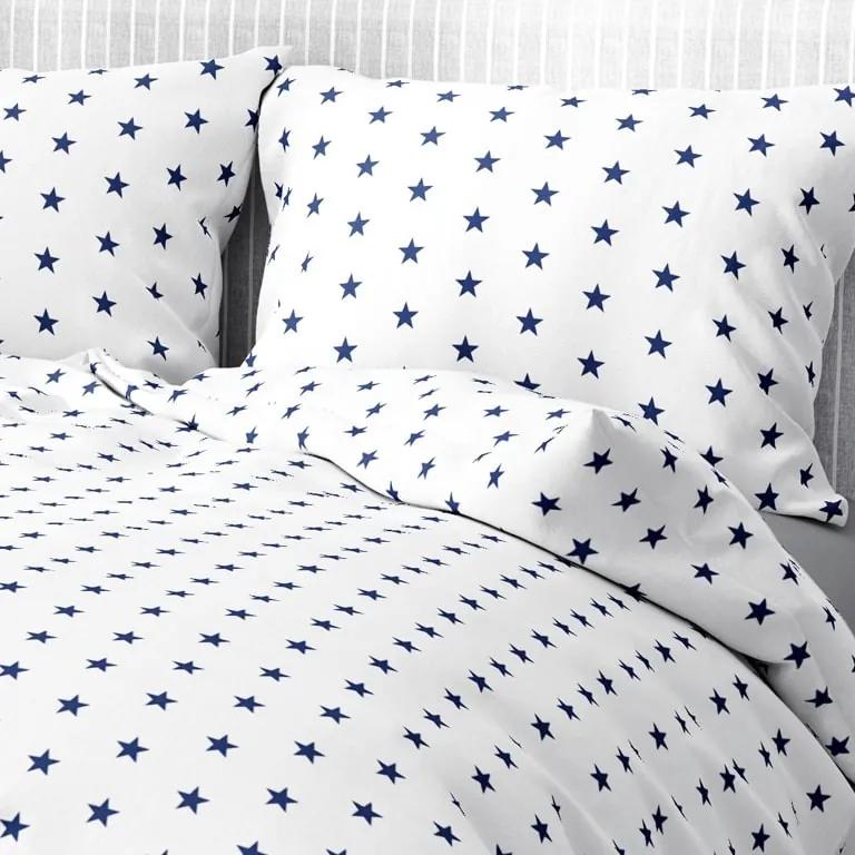 Goldea bavlnené posteľné obliečky - vzor 129 tmavo modré hviezdičky na bielom 140 x 200 a 70 x 90 cm