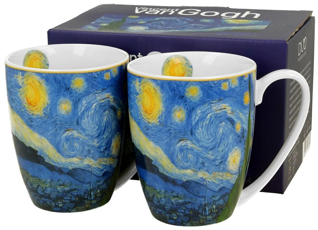 Porcelánový hrnček Van Gogh Starry Night 350 ml sada 2ks