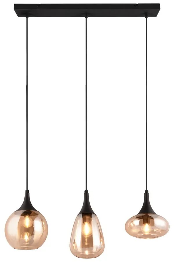 Čierno-oranžové závesné svietidlo so skleneným tienidlom Lumina – Trio
