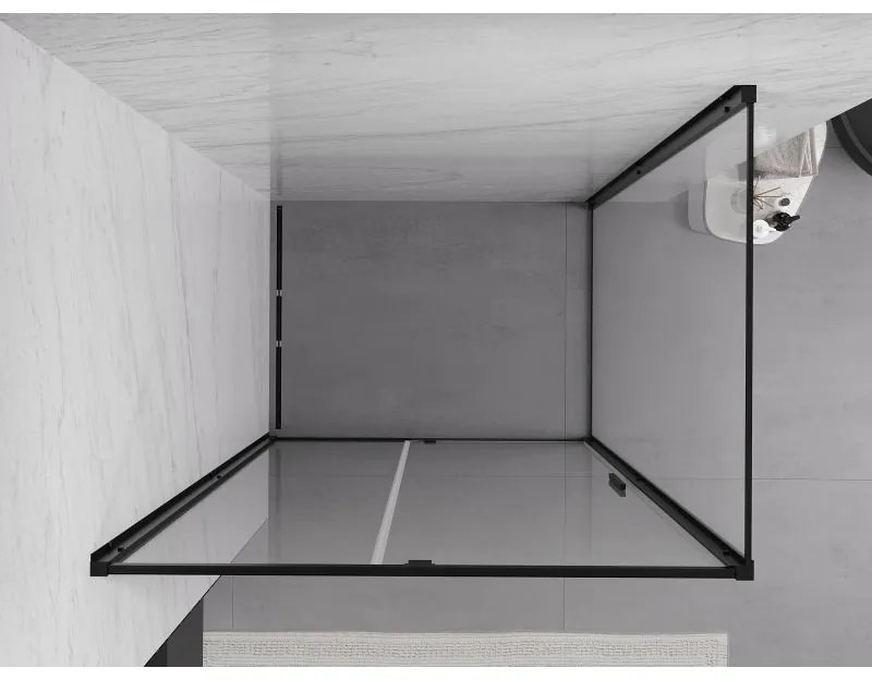 Mexen Exo, sprchovací kút s krídlovými dverami 150 x 75 cm, 6mm číre sklo, čierny profil, 819-150-075-70-00