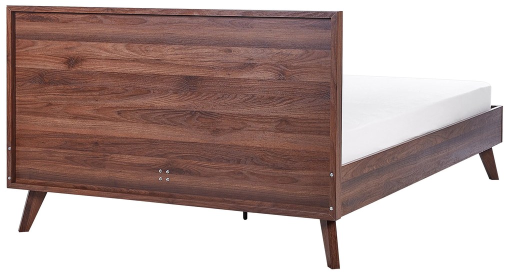 Ratanová posteľ 160 x 200 cm tmavé drevo MONPAZIER Beliani