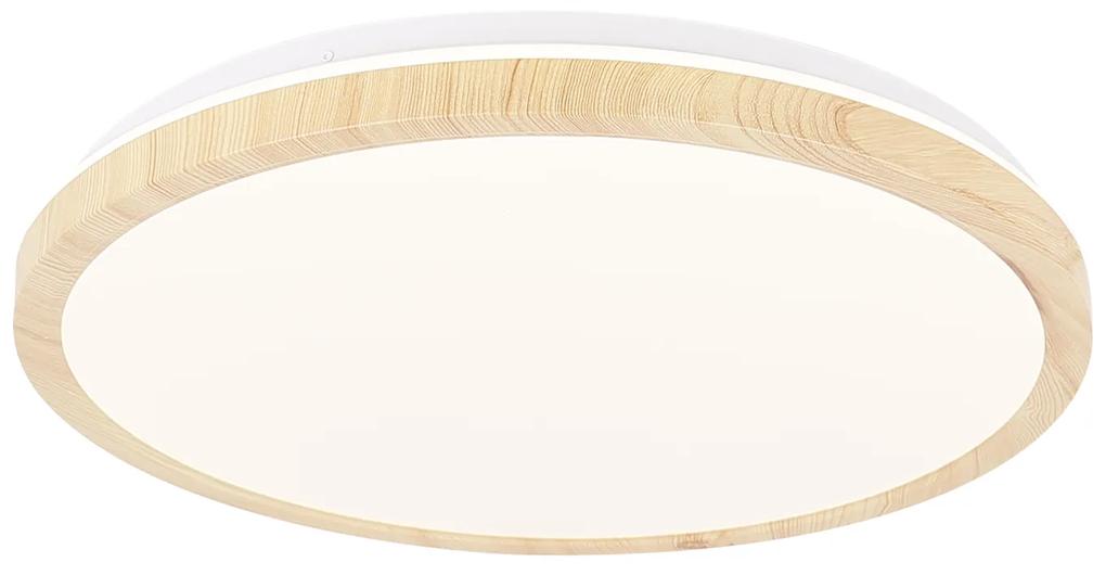 CLX Stropné prisadené drevené LED osvetlenie NOCERA INFERIORE, 18W, denná biela, 29cm, okrúhle