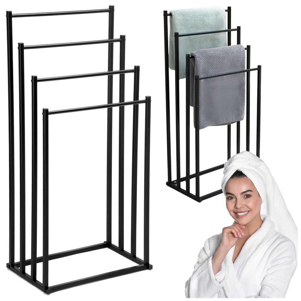 Vešiak na uteráky so 4 ramenami TORMES čierny