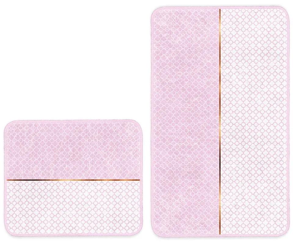 Ružové kúpeľňové predložky v súprave 2 ks 100x60 cm - Minimalist Home World