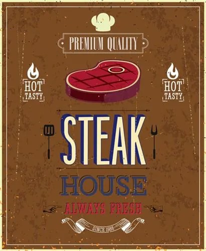 Retro tabula, rozmer 40 x 30 cm, Steak House, IMPOL TRADE PT070T2