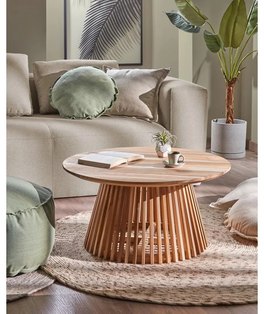 Konferenčý stolík z teakového dreva Kave Home Irune, ⌀ 80 cm