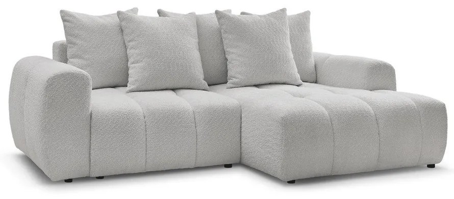 Svetlosivá rozkladacia/s úložným priestorom rohová pohovka z textílie buklé (pravý roh/s leňoškou) Roxelane – Bobochic Paris