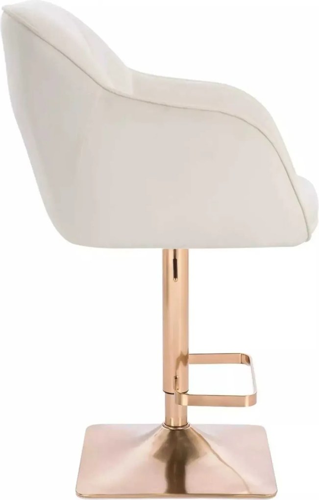 LuxuryForm DESIGN Barová stolička AVOLA VELUR na zlatej hranatej podstave - biela