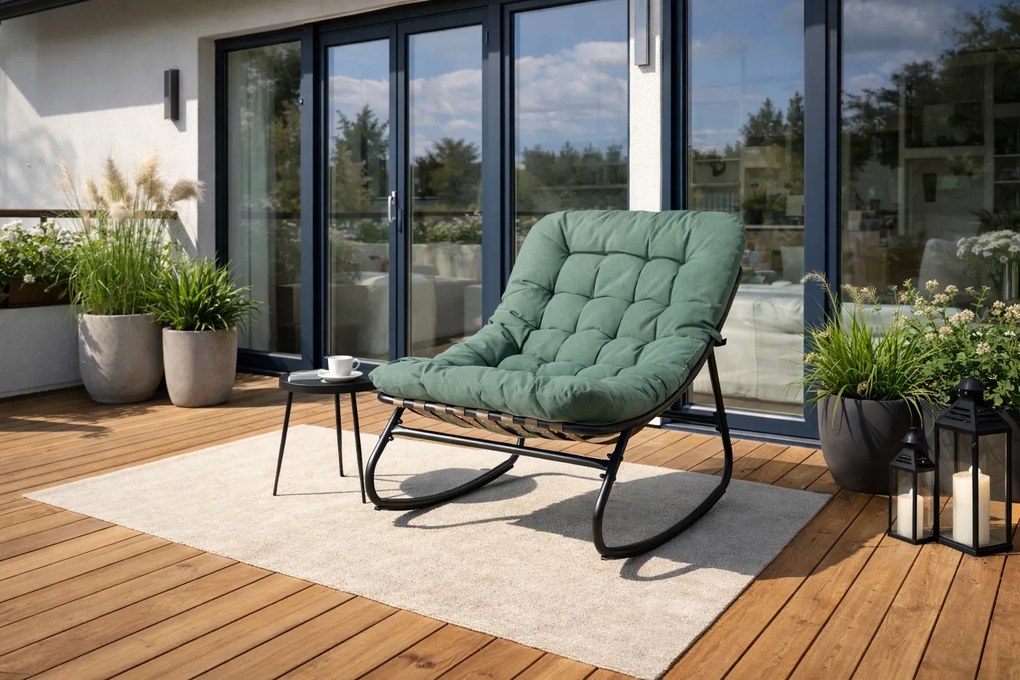 Hojdacie záhradné kreslo na terasu alebo do obývačky, zelené AURORA