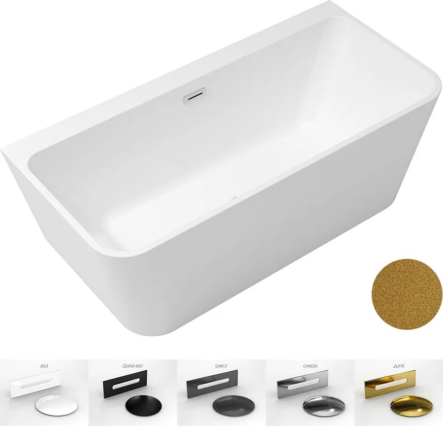 Besco Akrylátová voľne stojaca vaňa Varya Glam Z 150x75 BESCO-Typ výpuste: Click-Clack s prepadom, čierna, BESCO-Rozmery: 150x75, BESCO-Farba: Biela/…