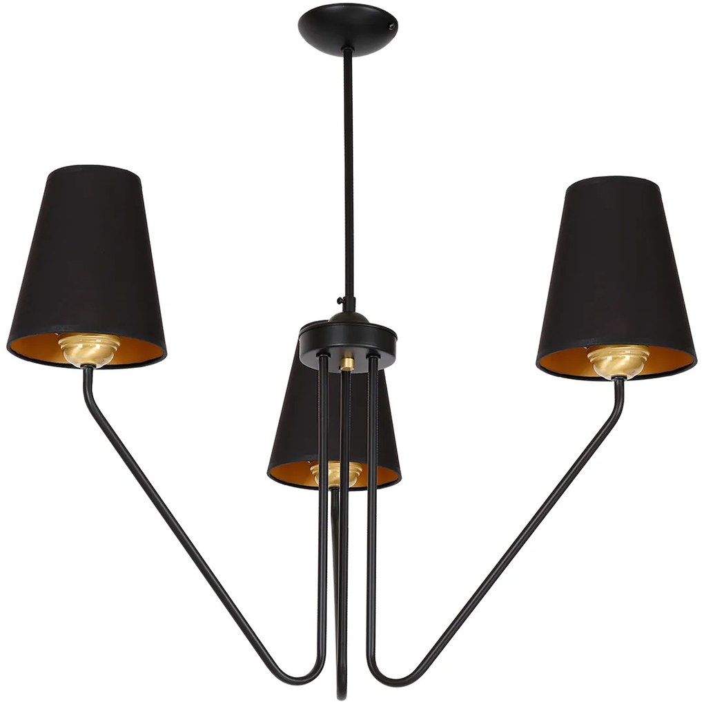 Luster Victoria, 3x čierne textilné tienidlo, b/g