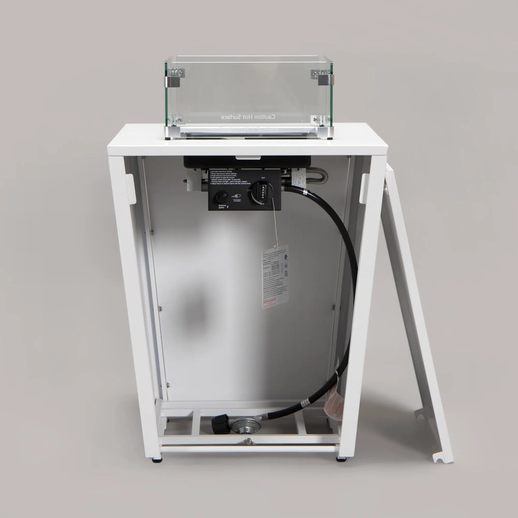 Stôl s plynovým ohniskom Berry biely