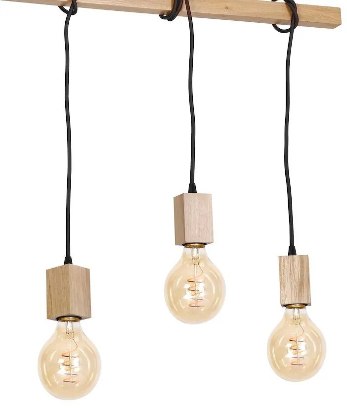 Závesné svietidlo Jack 3, drevené telo svietidla