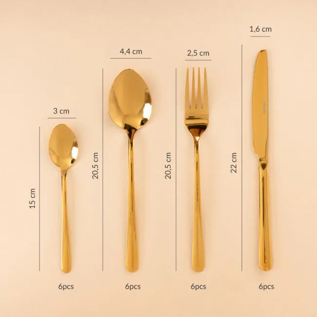 Súprava príborov B2LUGANO zlatá 24 ks 854267