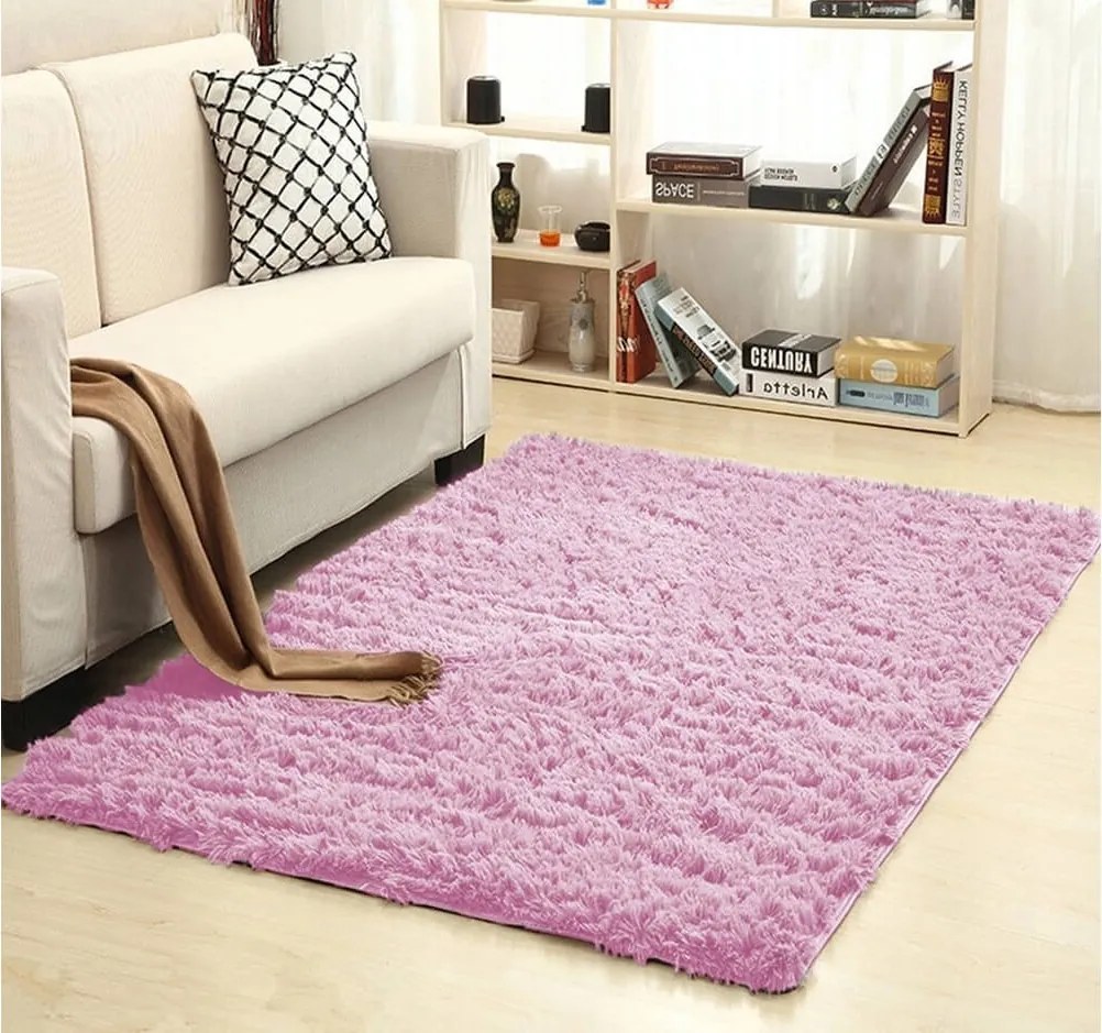TZ Ružový obdĺžnikový shaggy koberec Lana Rozmer: 100x150