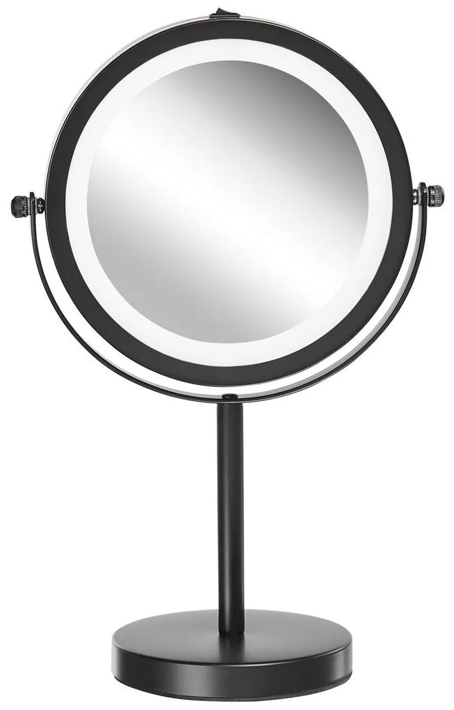 LED Makeup zrkadlo ø 17 cm TUCHAN čierne Beliani