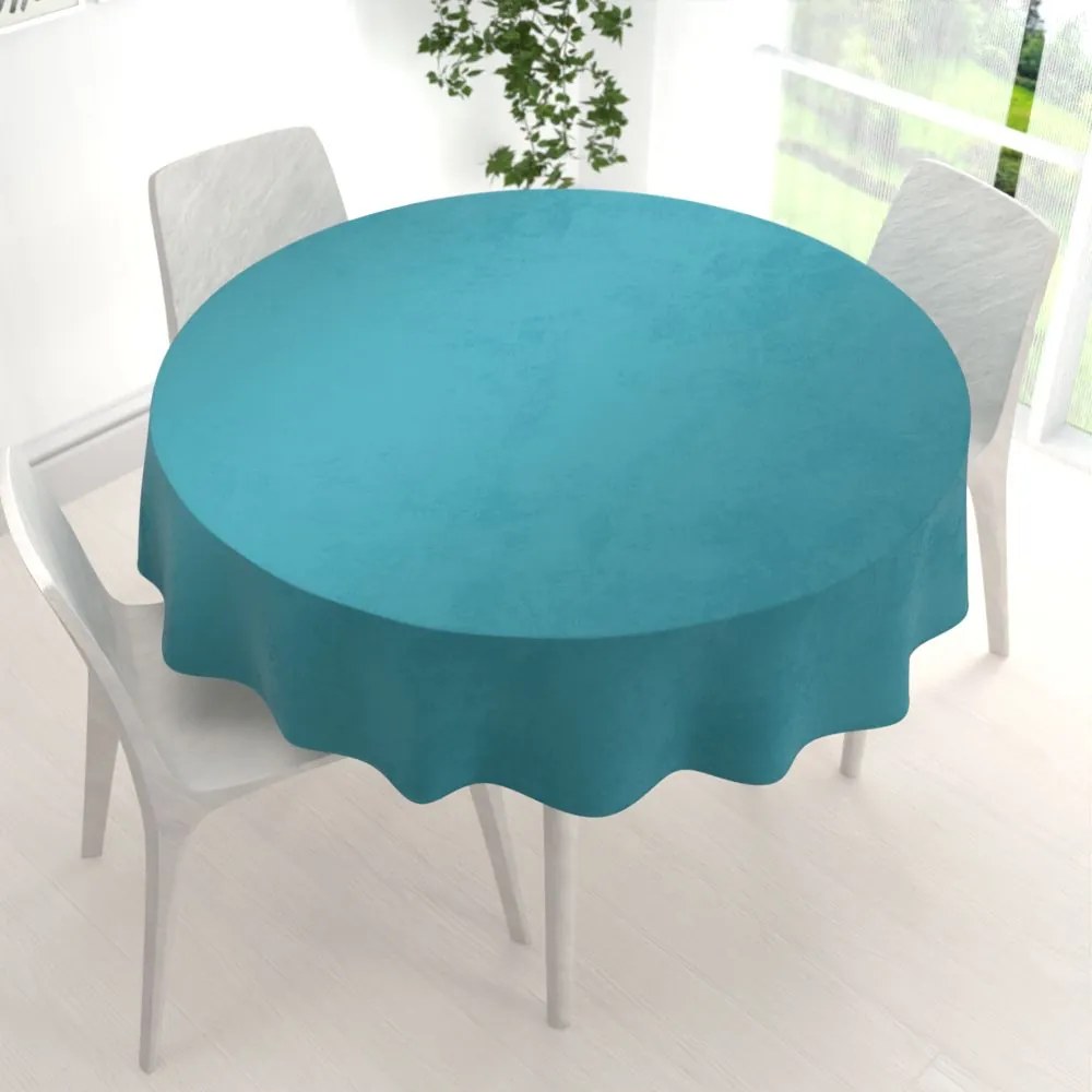 Biante Zamatový okrúhly obrus Velvet Premium SVP-035 Tyrkysovo modrý Ø 100 cm