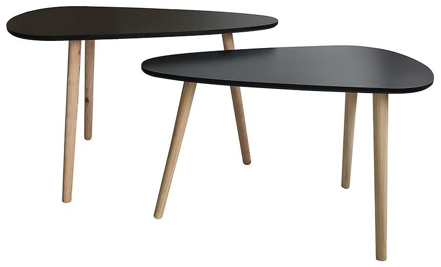 Súprava stolíkov Frej čierna/dub prírodný