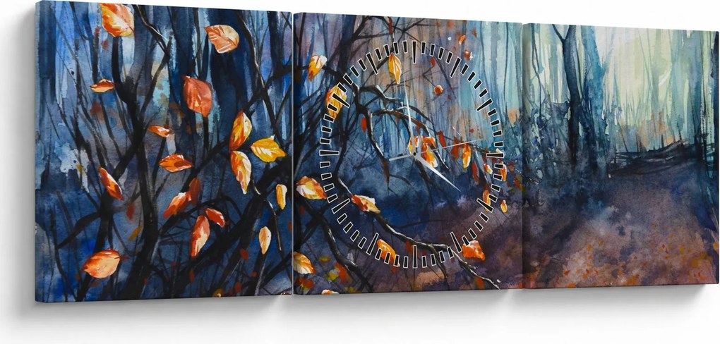 Obraz - Lúče jesenného slnka (s hodinami) (90x30 cm)