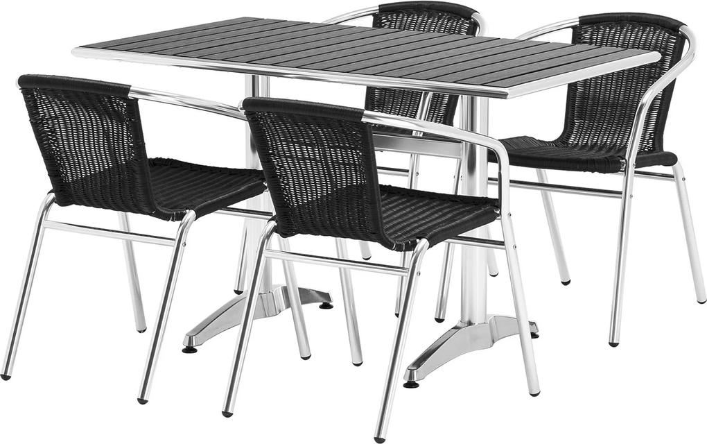Zostava: Kaviarenský stôl 1200x700mm + 4 stoličky
