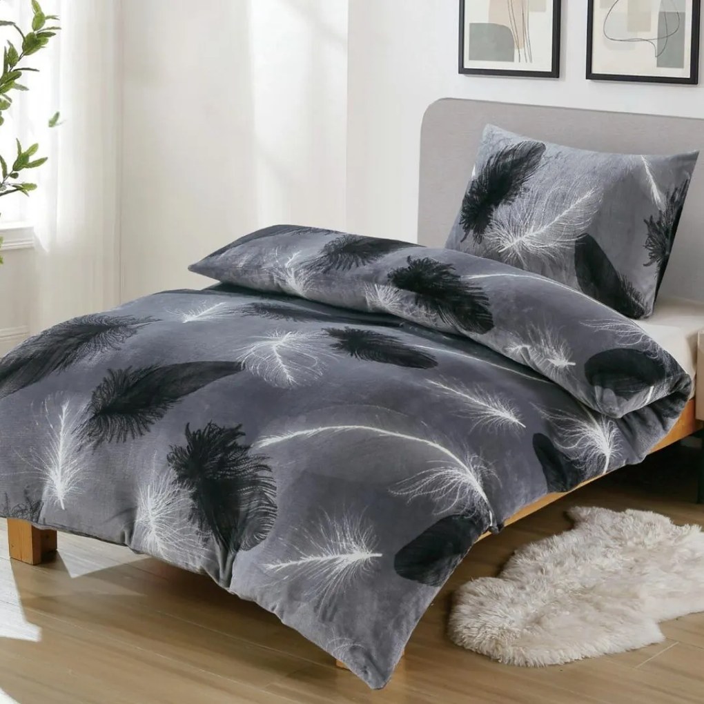Mikroplyšové obliečky Púpava sivá 200x140cm+90x70cm TiaHome