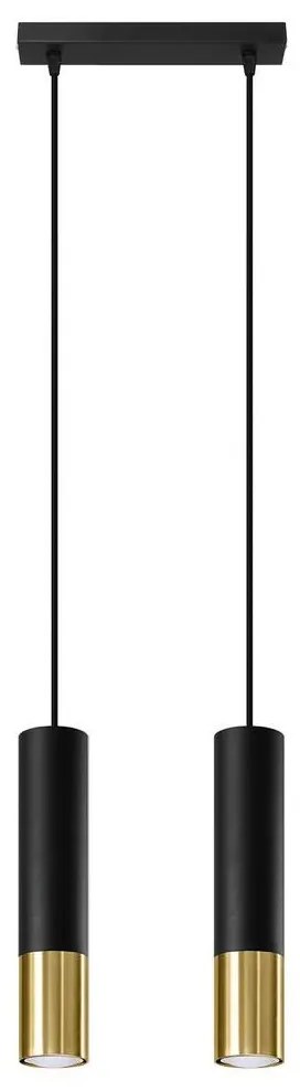 Sollux SL.0953 - Luster na lanku LOOPEZ 2xGU10/10W/230V čierna/zlatá