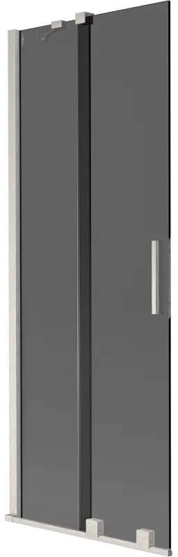 Mexen Velar, 2-krídlová posuvná vaňová zástena 75 x 150 cm, 8mm šedé sklo, brúsená oceľ, 896-075-000-41-97