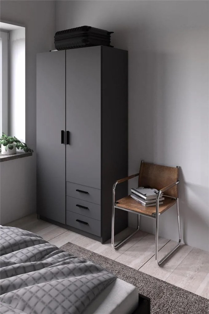 Šatníková skriňa Spiken I matná sivý