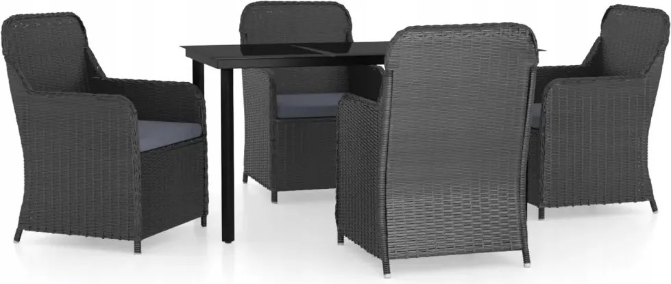 vidaXL 5-dielna sada záhradného nábytku s vankúšmi, čierna
