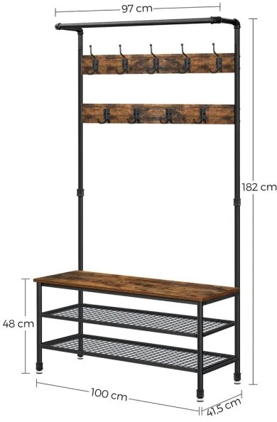 Stojanový vešiak NAVOR hnedá/čierna