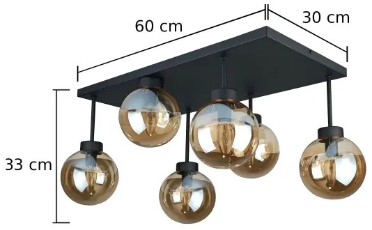 Prisadený luster DEA 6xE14/60W/230V čierna/dymová béžová